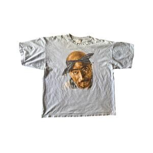Vintage Tupac Shakur 1971 - 1996 Tribute USA Made City Wide 3XL Sky Blue Rap Tee